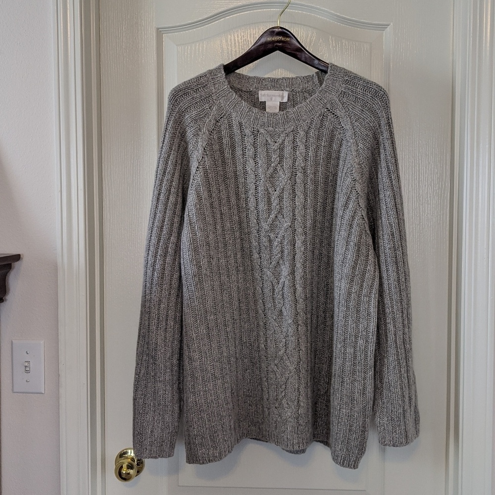 Soft Surroundings gray cable knit sweater